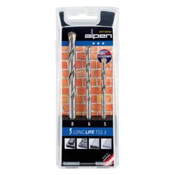 ALPEN Masonry Drill Bit Set 3 Piece Long Life 5 6 8